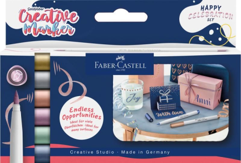 Markere / Textmarkere - SET 6 MARKERE CREATIVE GOLDFABER CULORI METALIZATE HAPPY CELEBRATION FABER-CASTELL