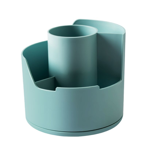 Suport Accesorii Birou - Suport Rotativ Instrumente De Scris 4 CoMPartimente Bleu Longreen 98% Pl Reciclat Deli