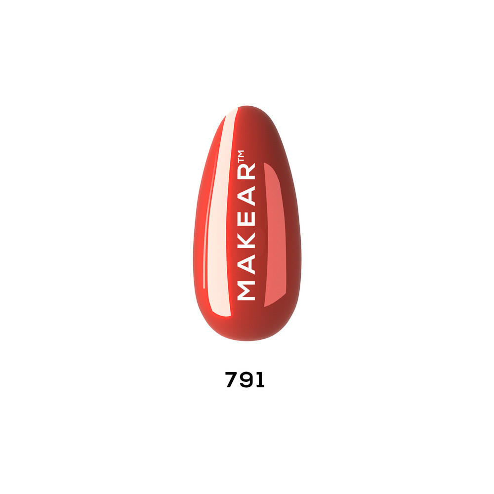 Lac de unghii semipermanent Red Love Makear, 791 Rosu Caramiziu, 8 ml [2]