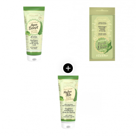 Pachete - Pachet "Gel pentru fata si corp + Masca de fata si scrub + Crema de fata hidratanta" VEGEbar Vollaré Cosmetics