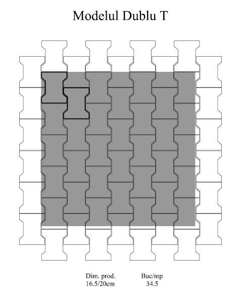 Pavaj Dublu T T1, antracit, 16.5 x 20 cm, grosime 6 cm [3]