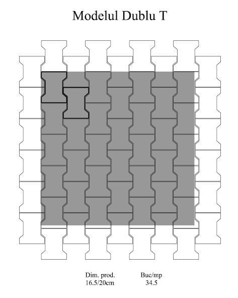 Pavaj Dublu T T1, rosu, 16.5 x 20 cm, grosime 6 cm [4]