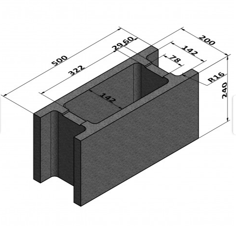 Boltar din beton pentru fundatie SY123, 500 x 200 x 240 (L x G x H) [2]