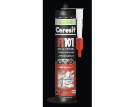 Vata minerala la placa - Adeziv și etanșant Ceresit FT 101 Instant Tack pe bază de polimeri 280 ml negru