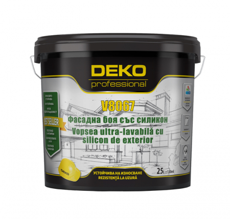 Vopsea lavabila pentru exterior - DEKO V8067 vopsea ultra-lavabilă cu silicon de exterior