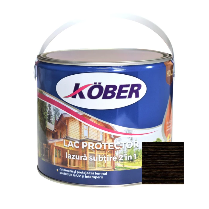 vopsele si lacuri - Lac / lazura subtire 2 in 1 pentru lemn, Kober, wenge, interior / exterior