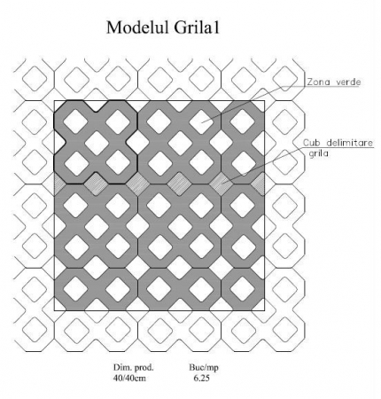 Pavaj Grila 1, gri-ciment, 40 x 40 cm, grosime 8 cm [5]
