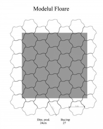 Pavaj Pavaj Floare 2, gri-ciment, diametru 24 cm, grosime 4 cm, gri-ciment, floare diametru:24;, grosime 4 cm [4]