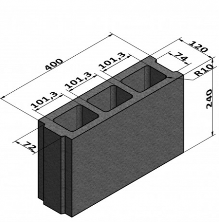 Boltar din beton pentru zidarie SY144, 400 x 120 x 240 (L x G x H) [1]