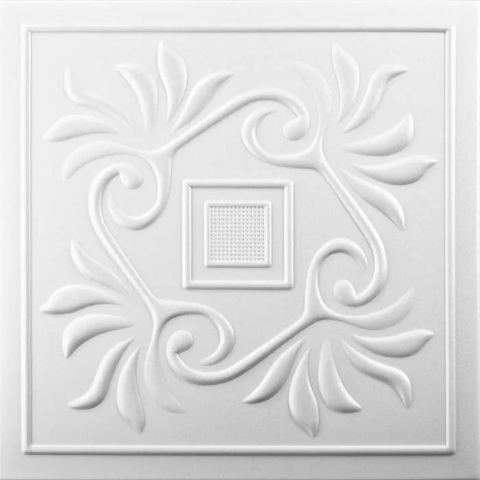 Amenajari interioare - Tavan fals decorativ, polistiren extrudat, 0859, clasic, alb, 50 x 50 x 0.4 cm