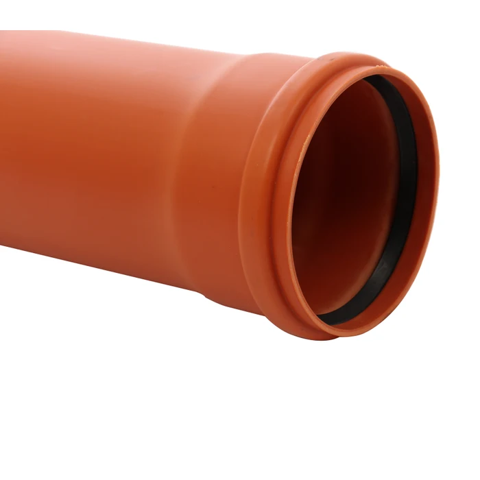 Tevi PVC - Teava PVC pentru scurgere canalizare exterioara, cu inel, multistrat, 160 x 4 mm, 1 m, portocaliu