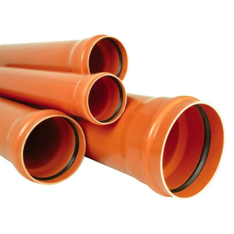 Tevi PVC - Teava PVC pentru scurgere canalizare exterioara, cu inel, multistrat, 250 x 6.2 mm, 6 m, portocaliu