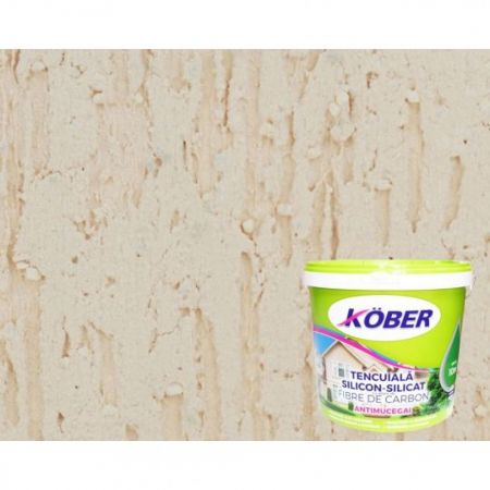 Tencuiala decorativa - Tencuiala structurata Kober Profesional Silicon-Silicat cu adaos de fibre de carbon, 25 Kg