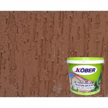 Tencuiala decorativa - Tencuiala structurata Kober Profesional Silicon-Silicat cu adaos de fibre de carbon, 25 Kg