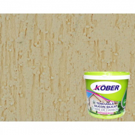 Tencuiala decorativa - Tencuiala structurata Kober Profesional Silicon-Silicat cu adaos de fibre de carbon, 25 Kg