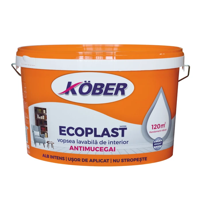 Accesorii pentru termosistem - Vopsea Lavabila Ecoplast  Antimucegai 8,5l