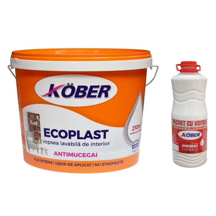 Accesorii pentru termosistem - Vopsea Lavabila Ecoplast  Antimucegai15 l+amorsa 3l cadou