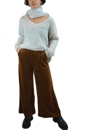 Pantaloni din catifea brown [3]