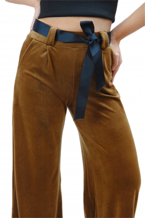 Pantaloni din catifea brown [0]