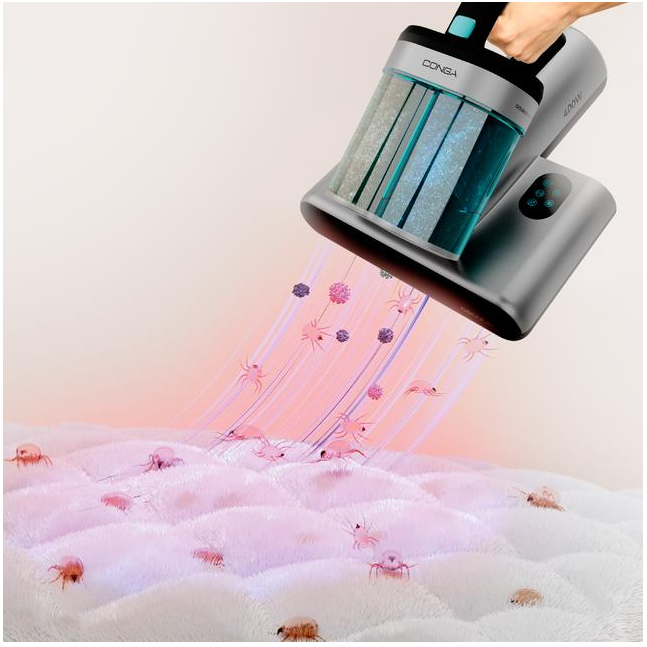 Aspirator UV de pat antiacarieni Cecotec Conga Rockstar 4000 A01_EU01_100071, 400W, 13000Pa, aer cald, depozit dublu, gri/negru [6]