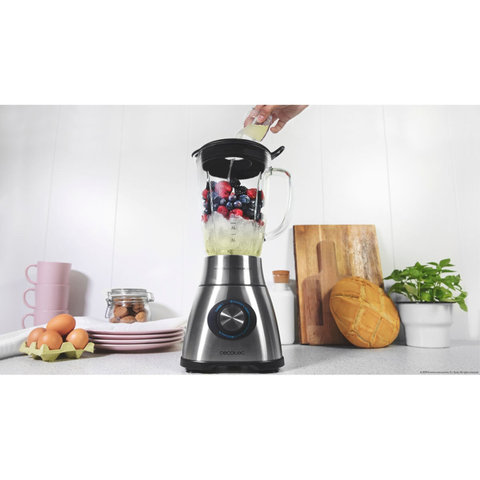 Blender Cecotec Power Black Titanium 1800, 1800 W, Zdrobire gheata, Bol sticla, Filtru pentru sucuri, 22000-rpm, Argintiu [2]