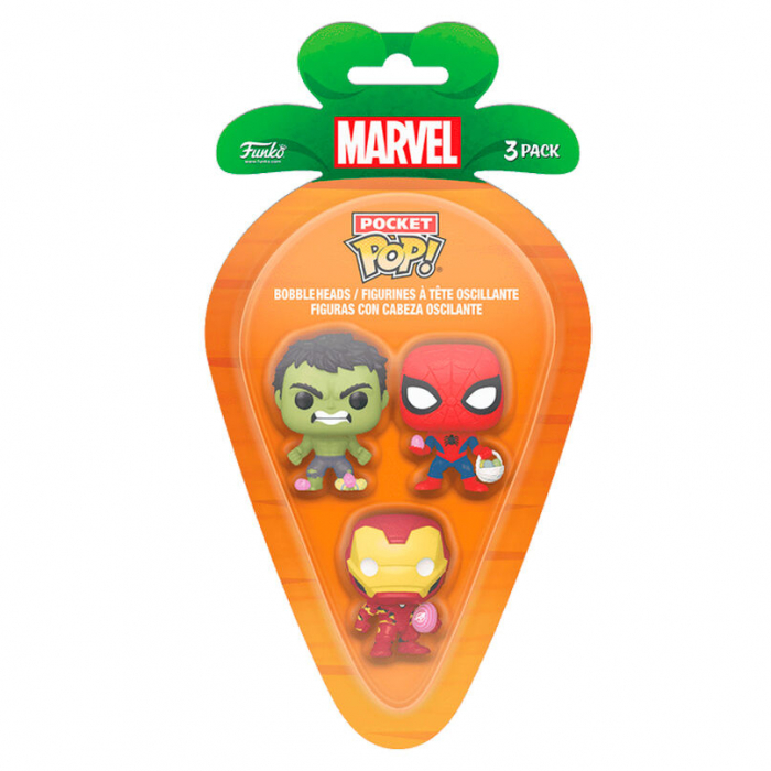 Blister 3 Figurine Carrot Pocket POP Marvel Spiderman Hulk Iron Man [1]