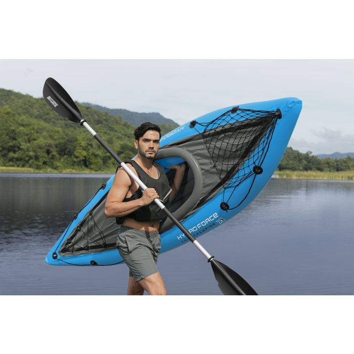 Caiac 1 persoana Bestway Cove champion, greutate maxim suportata 100kg, 275 x 81 x 45 cm, 1 padela de aluminiu de 230cm, pompa manuala inclusa [3]