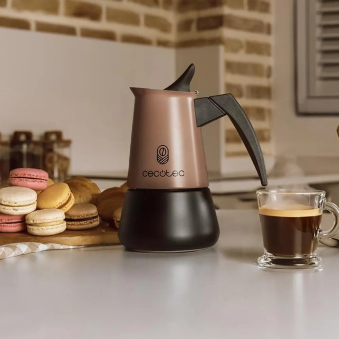Espressor Moka Pot pentru aragaz Cecotec, Piccolina 200, capacitate 100 ml, compatibil cu toate sursele de caldura, ideal pentru a prepara 2 cesti de cafea, garnitura din silicon, filtru din otel inox [2]