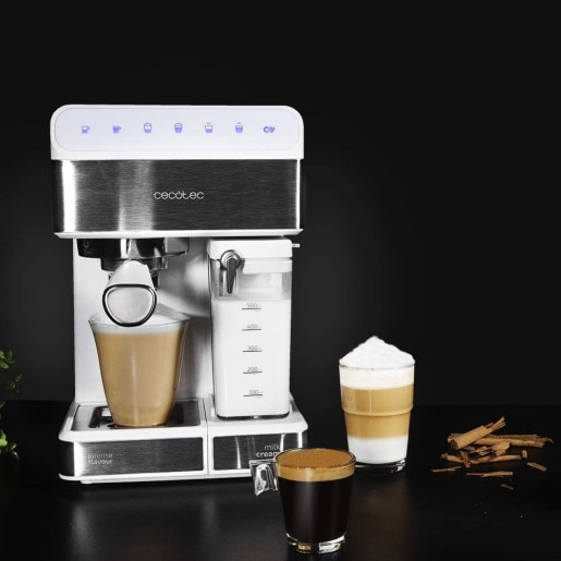 Espressor semi-automat Cecotec Power Instant-ccino-20 1557, 1350 W, 20 bar, 1.4 L, Rezervor lapte 400 ml, Control tactil, Iesire dubla, Alb [5]