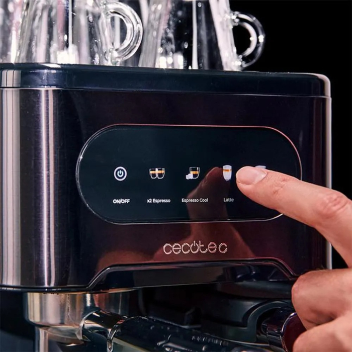 Espressor semiautomat Cecotec, Power Espresso, sistem ColdBrew, ideal pentru espresso/cappuccino/latte macchiato, compatibil cu cafea macinata, pompa puternica 20 bari, tava incalzitoare cesti, panou [6]