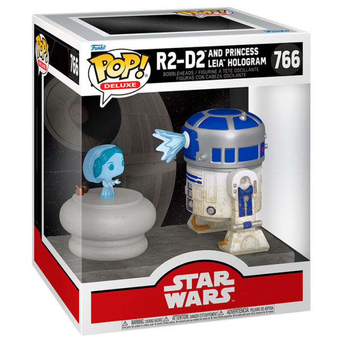 Figurina Funko POP Deluxe Star Wars R2-D2 and Princess Leia Hologram [2]