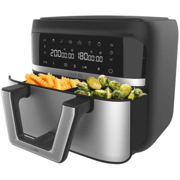 Friteuza cu aer cald Cecotec Cecofry Dual 9000 04996, 2850W, 9L, control tactil, 6 programe, negru/argintiu [3]