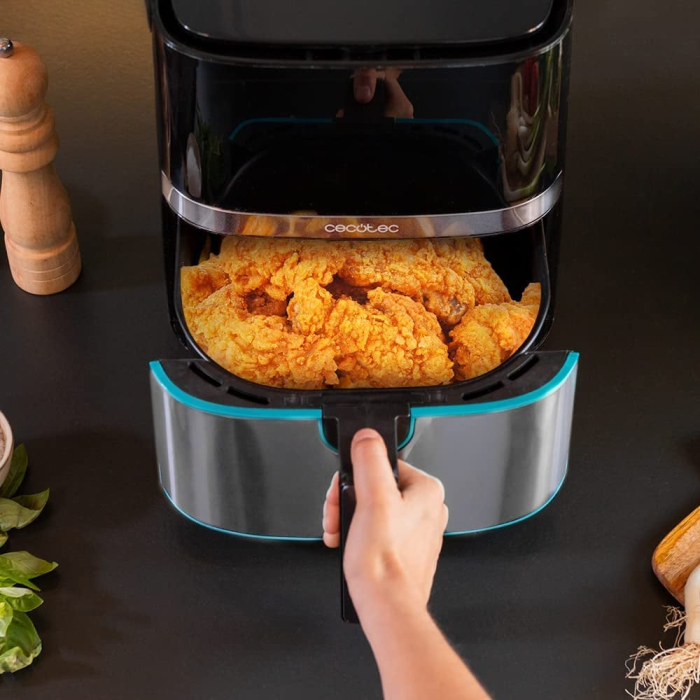 Friteuza cu aer cald, fara ulei Cecotec Full Inox 5500 Pro, 1700W, 5.5L, Control tactil, 8 programe presetate, Negru/Argintiu [3]