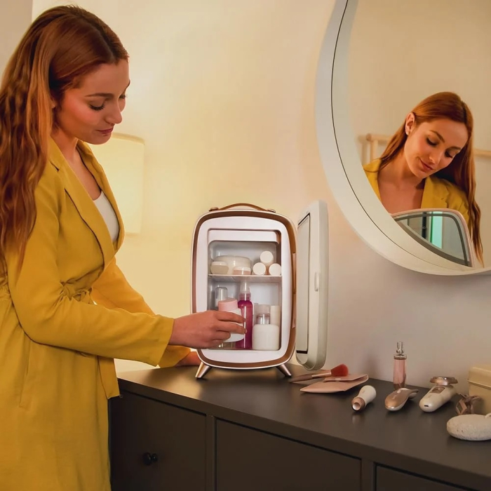 Mini Frigider pentru cosmetice portabil Cecotec CoolingBeauty 6000 Mirror, 6l, Usa cu oglinda exterioara, lumina LED cu 3 intensitati, racire pana la 10ºC [9]
