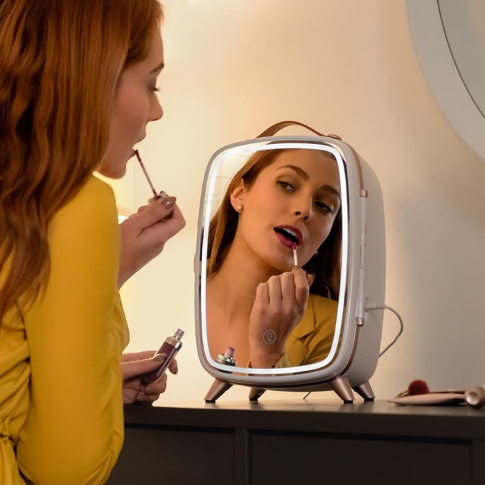Mini Frigider pentru cosmetice portabil Cecotec CoolingBeauty 6000 Mirror, 6l, Usa cu oglinda exterioara, lumina LED cu 3 intensitati, racire pana la 10ºC [3]