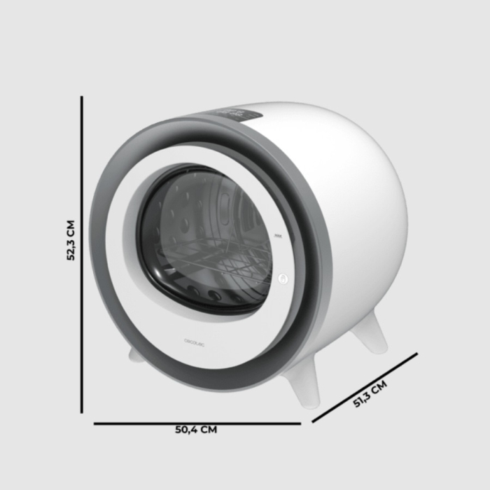 Mini uscator de rufe cu evacuare CECOTEC Dresscode Dry, 3 kg, 8 programe, alb/argintiu, dimensiuni 51.3x52.3x50.4cm [3]