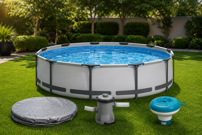 Piscina Bestway Steel Pro Max, inox, 305x76cm,popma de filtrare inclusa+CADOu Prelata premium si dozator de substante chimice. [1]