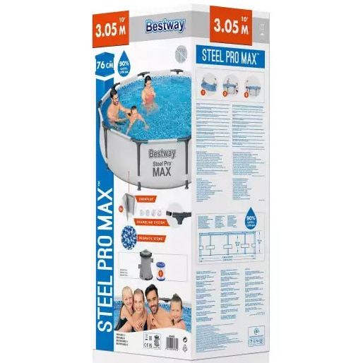 Piscina Bestway Steel Pro MAX, pompa filtrare,3.05m x 76cm Gri [3]