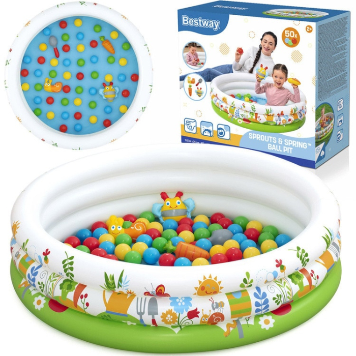 Piscina gonflabila Bestway cu flori 102 × 25 cm – cu 50 de bile si accesorii de joaca [2]