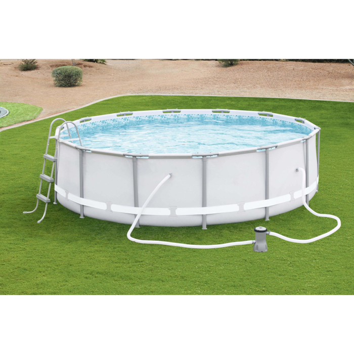 Pompa cu filtru pentru piscina Bestway, alimentare 220-240 V, transformator 12 V, 40 W, putere 3028 l/h, potrivita pentru piscine cu capacitate de 1100-17400 litri [5]