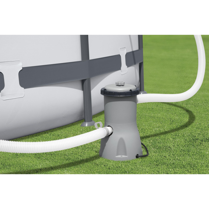 Pompa cu filtru pentru piscina Bestway, alimentare 220-240 V, transformator 12 V, 40 W, putere 3028 l/h, potrivita pentru piscine cu capacitate de 1100-17400 litri [2]