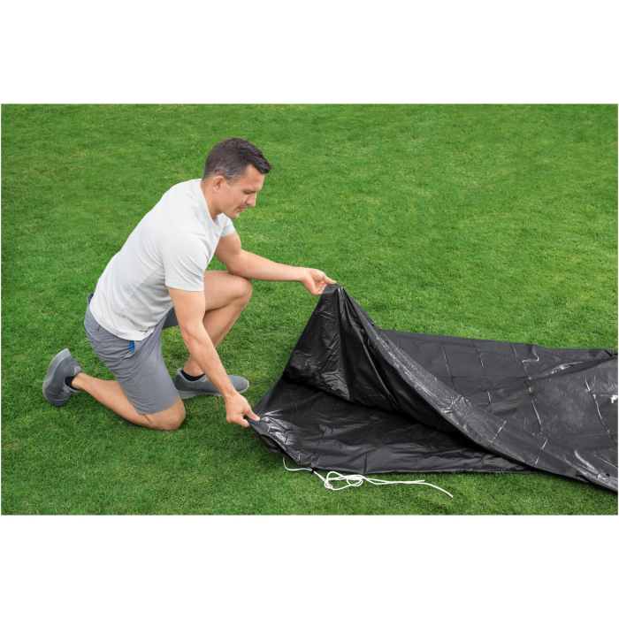 Prelata de protectie pentru piscina Bestway, diametru 305 cm, material PVC, include snur de prindere si orificii de drenaj ce previn acumularea de apa, compatibila cu piscine Steel Pro, piscine Steel  [5]