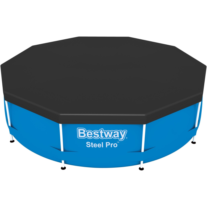 Prelata de protectie pentru piscina Bestway, diametru 305 cm, material PVC, include snur de prindere si orificii de drenaj ce previn acumularea de apa, compatibila cu piscine Steel Pro, piscine Steel  [2]