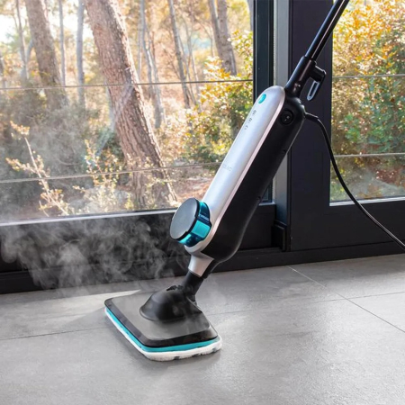 Aparat vertical de curatat cu abur Cecotec, HydroSteam 330 Blaze, ideal pentru podele dure, 30 g abur/min, debit constant de abur, capacitate rezervor apa detasabil 330 ml, timp de incalzire rapid 30 [6]