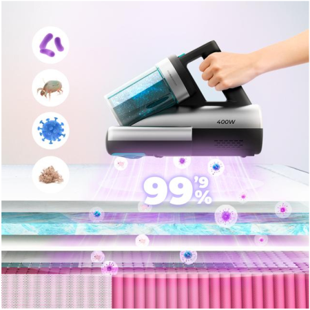 Aspirator UV de pat antiacarieni Cecotec Conga Rockstar 4000 A01_EU01_100071, 400W, 13000Pa, aer cald, depozit dublu, gri/negru [4]