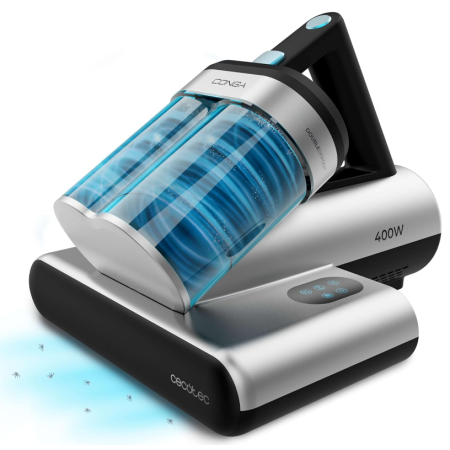 Aspiratoare - Aspirator UV de pat antiacarieni Cecotec Conga Rockstar 4000 A01_EU01_100071, 400W, 13000Pa, aer cald, depozit dublu, gri/negru