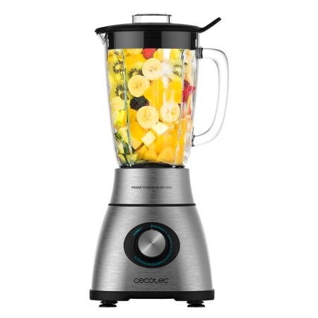 Blendere si Storcatoare - Blender Cecotec Power Black Titanium 1800, 1800 W, Zdrobire gheata, Bol sticla, Filtru pentru sucuri, 22000-rpm, Argintiu