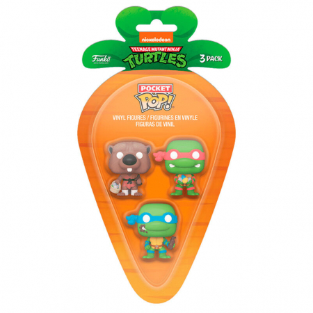 Reduceri - Blister 3 Figurine Carrot Pocket POP Testoasele Ninja Splinter Leonardo Raphael