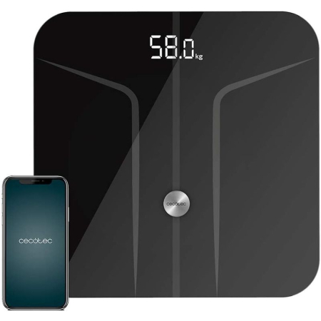 Aparate fitness - Cantar de baie Cecotec 4152 Surface Precision 9750 Smart Healthy, Maxim 180Kg, FourPrecision, TenBIA, Functie BabyWeight, Afisaj LED, Negru
