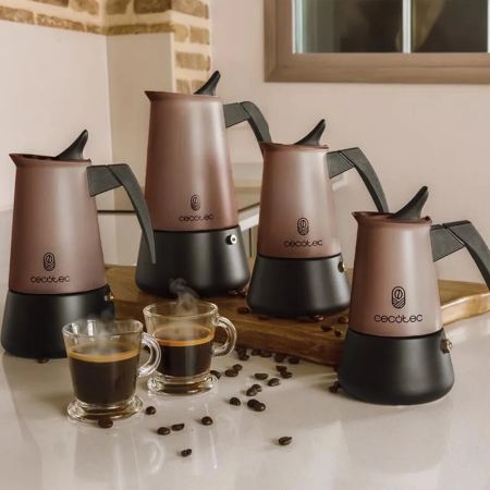 Espressor Moka Pot pentru aragaz Cecotec, Piccolina 200, capacitate 100 ml, compatibil cu toate sursele de caldura, ideal pentru a prepara 2 cesti de cafea, garnitura din silicon, filtru din otel inox [3]